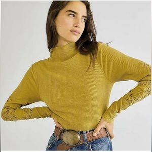Free People Ready To Go Cuff Mock Neck Ribbed
